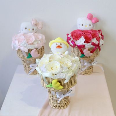 Artificial Soap Flower - Yellow Duck Soap Flower Ice Cream Bouquet