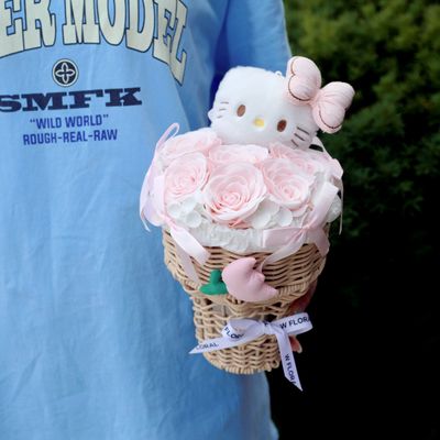 Artificial Soap Flower - Pink Hello Kitty Soap Flower Ice Cream Bouquet