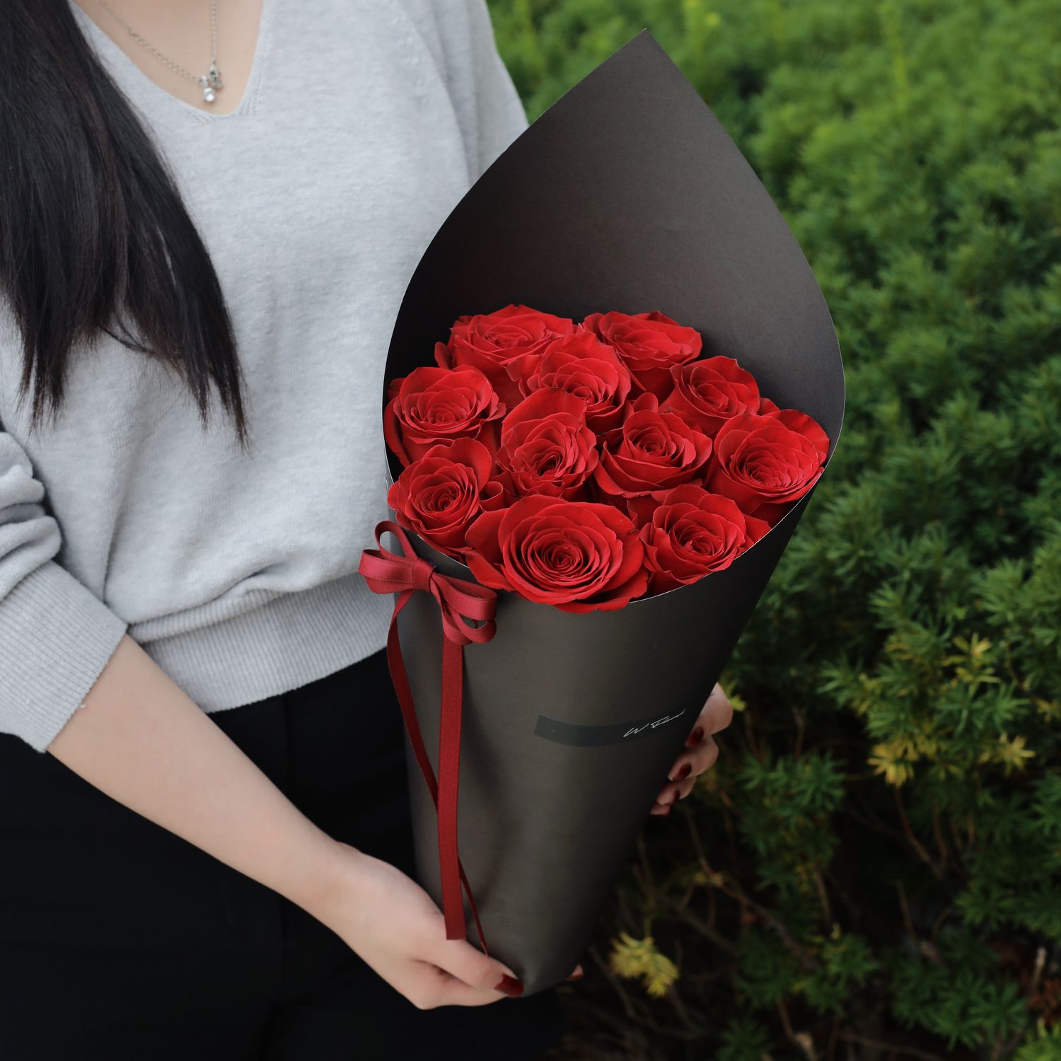 11 Red Rose Ice Cream Cone Bouquet