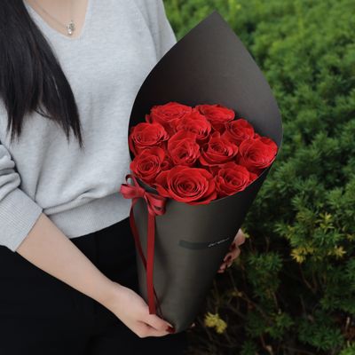 11 Red Rose Ice Cream Cone Bouquet