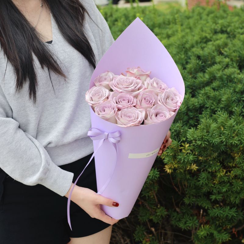 11  Lavender Rose Ice Cream Cone Bouquet