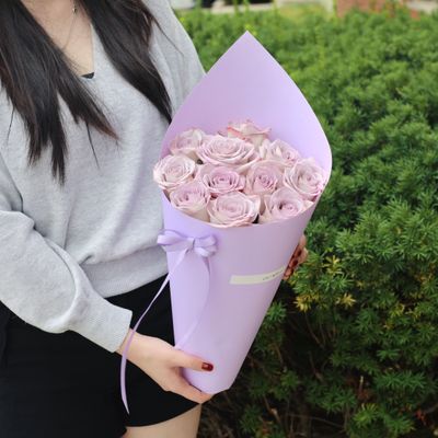 11  Lavender Rose Ice Cream Cone Bouquet