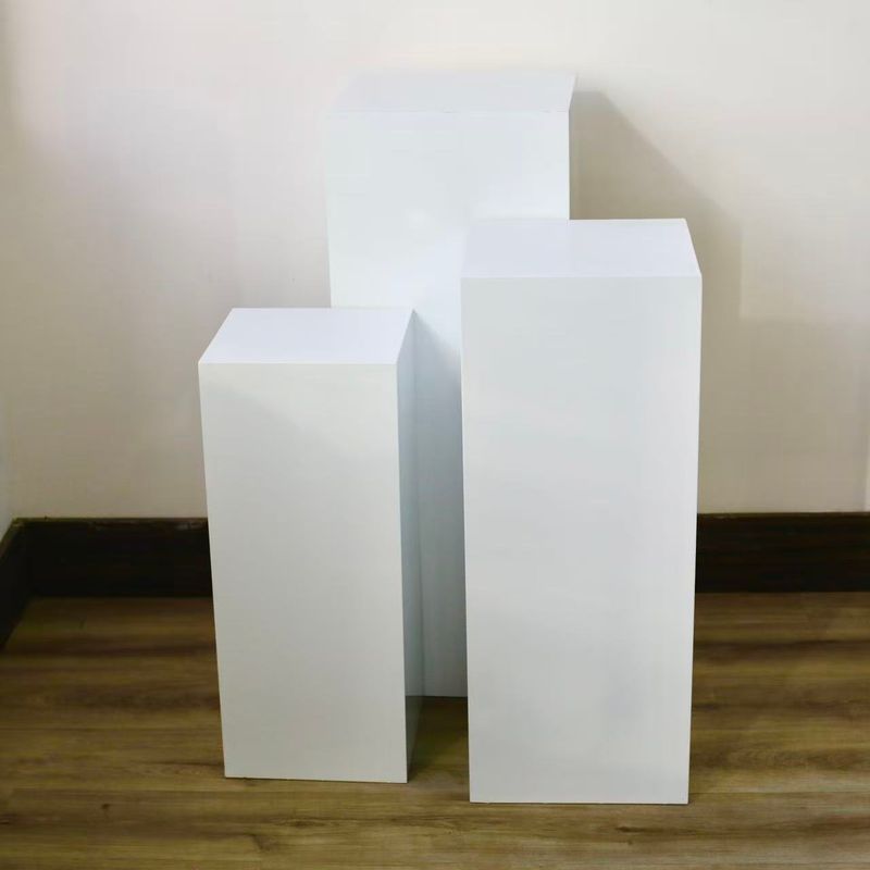 *Rental* Hollow White Metal Column Riser Stand Pedestal Plinth