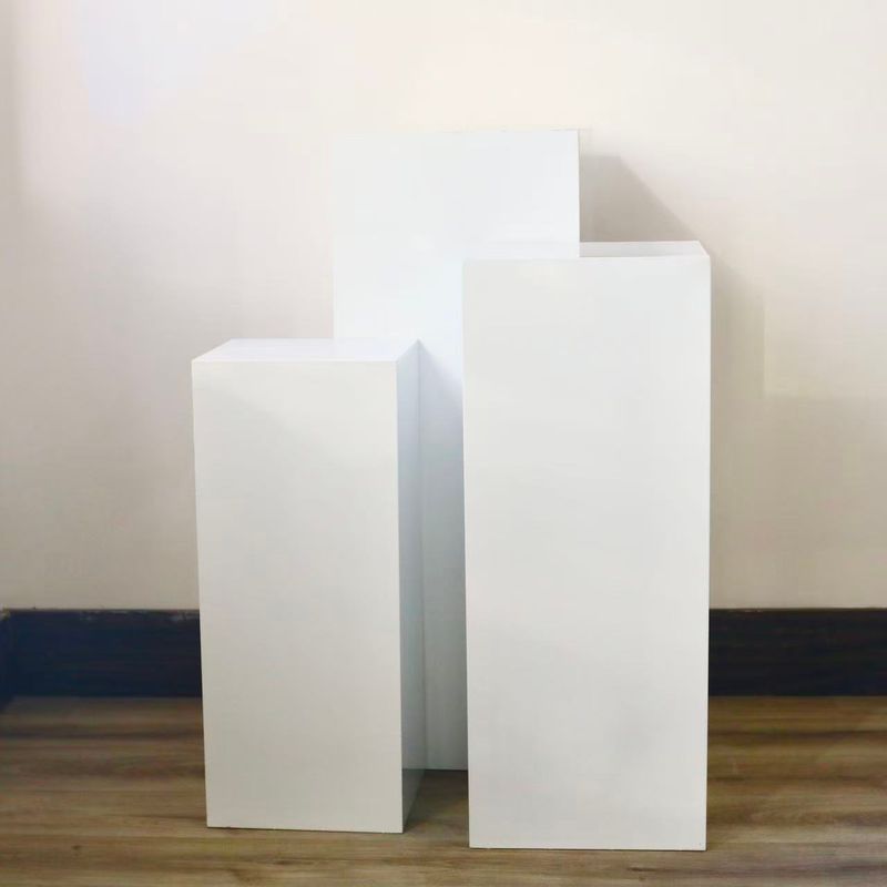 *Rental* Hollow White Metal Column Riser Stand Pedestal Plinth