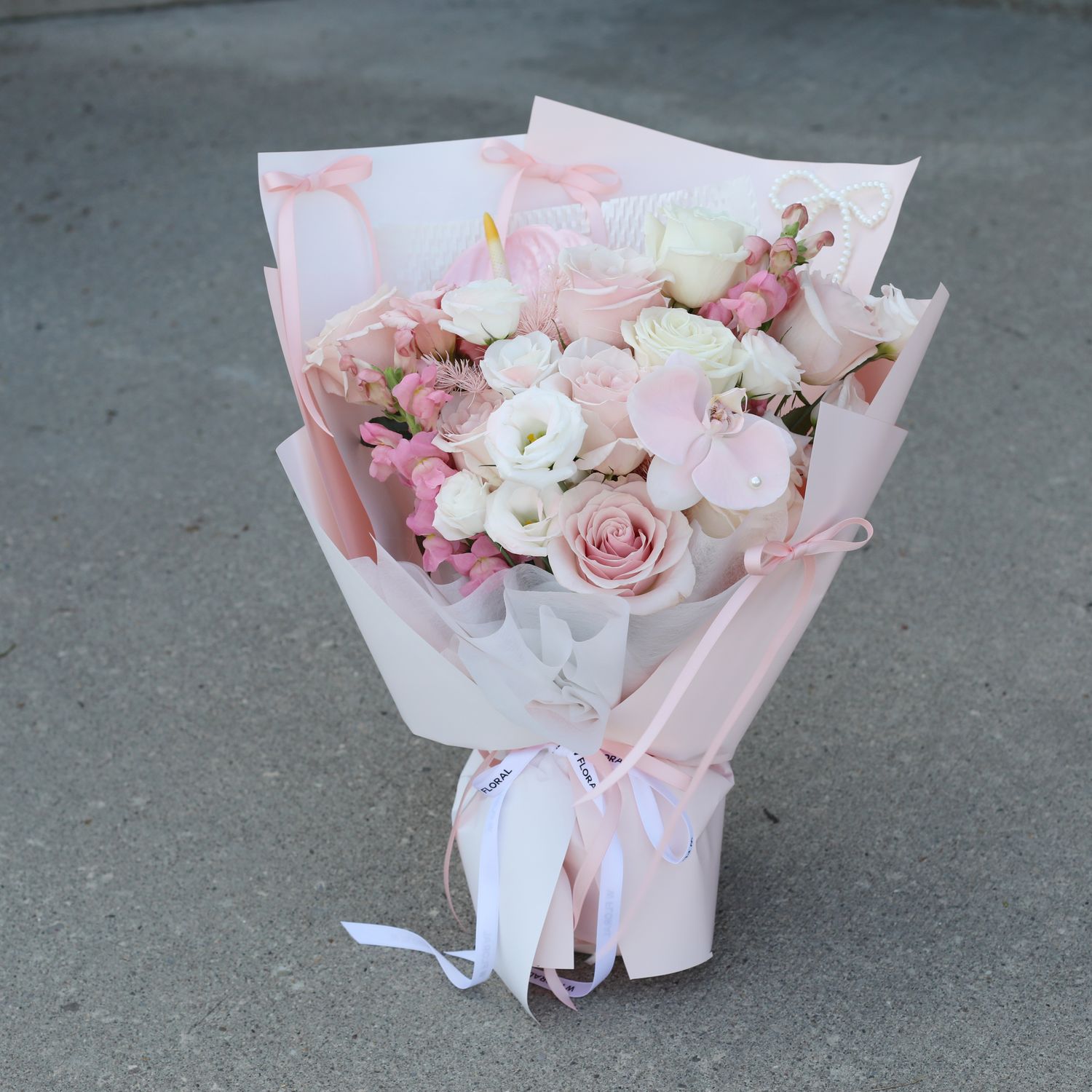 Cloud Whispers – Pink &amp; White Toned Bouquet