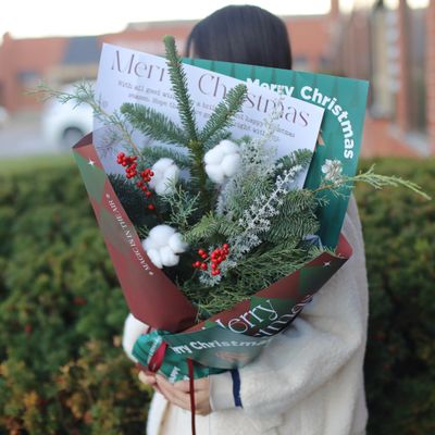 Snowy Evergreen Christmas Bouquet
