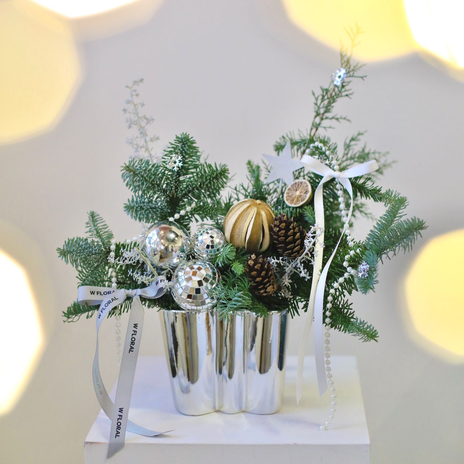 Silver Frost Holiday Vase Arrangement