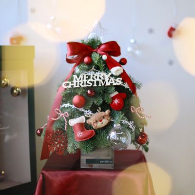 W Signature Nordic Fresh Tabletop Christmas Tree - Festive Red