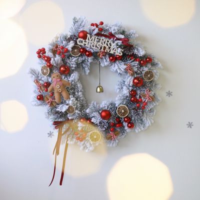 18 Inch Frosted Gingerbread Faux Christmas Wreath