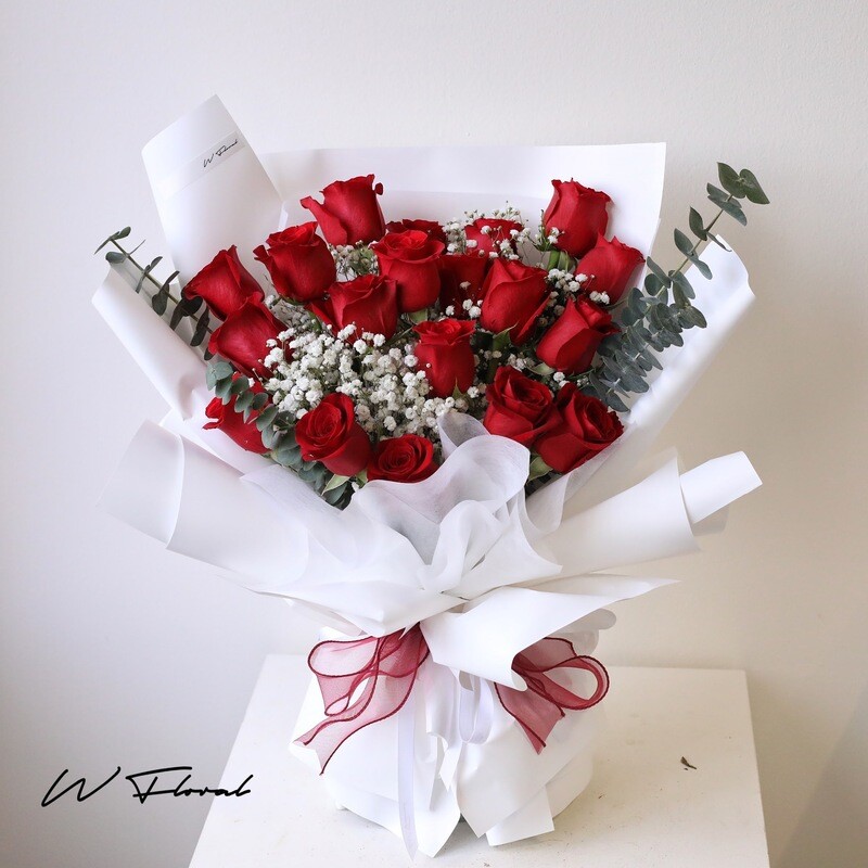 Romantic red rose bouquet with 19 premium roses for Toronto flower delivery