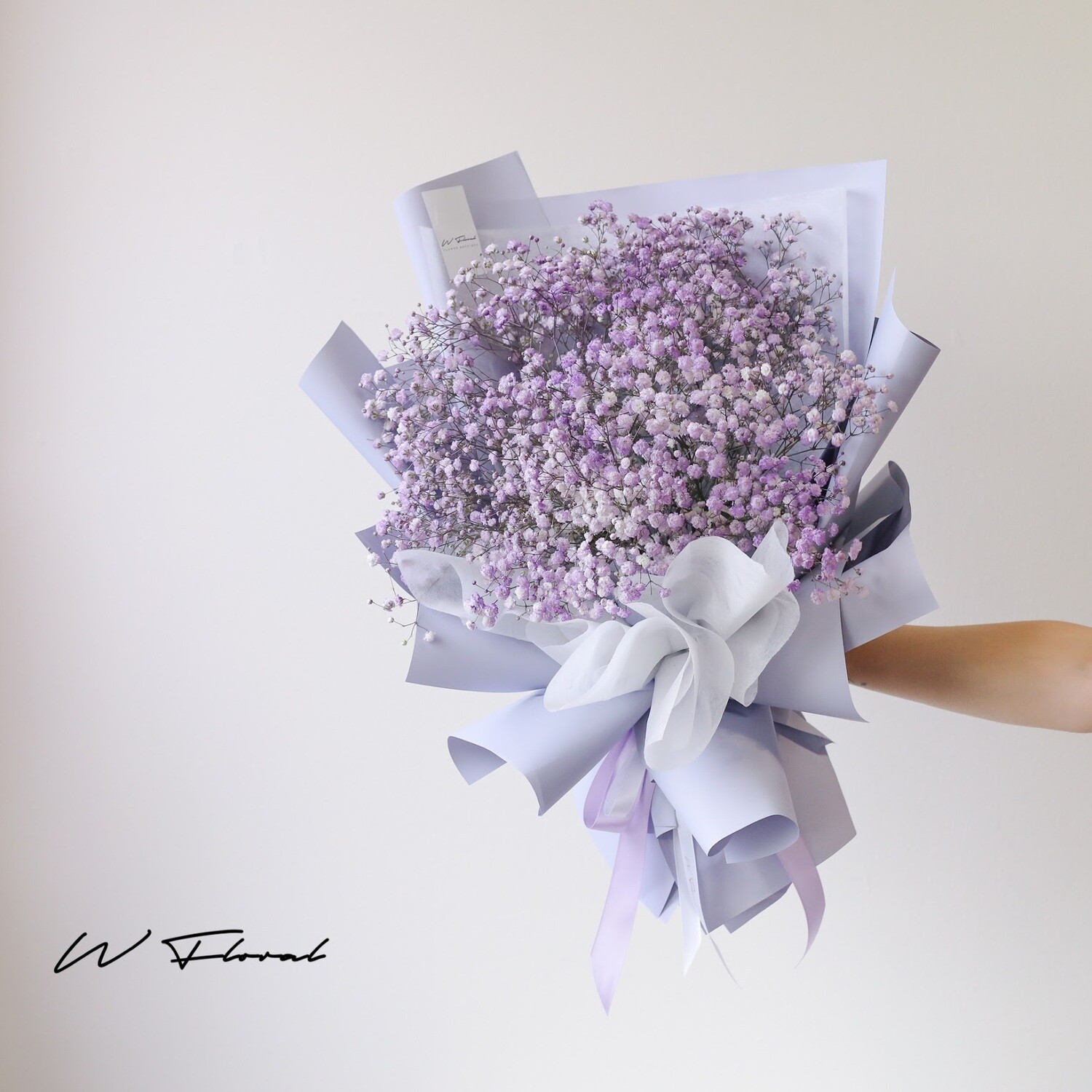 Lavender baby’s breath bouquet by W Floral Studio