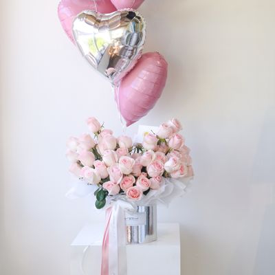 Luxury pink rose flower box by W Floral Studio Toronto
