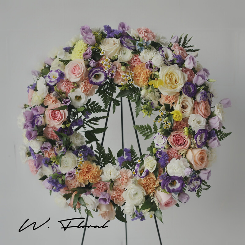Delicate Shades Pastel Funeral Wreath