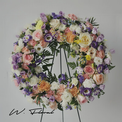 Delicate Shades Pastel Funeral Wreath
