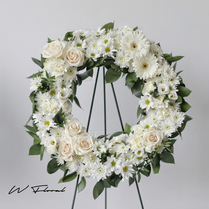 Peaceful White Funeral Wreath