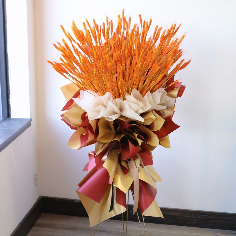 Golden barley grand opening dried flower arrangement Toronto