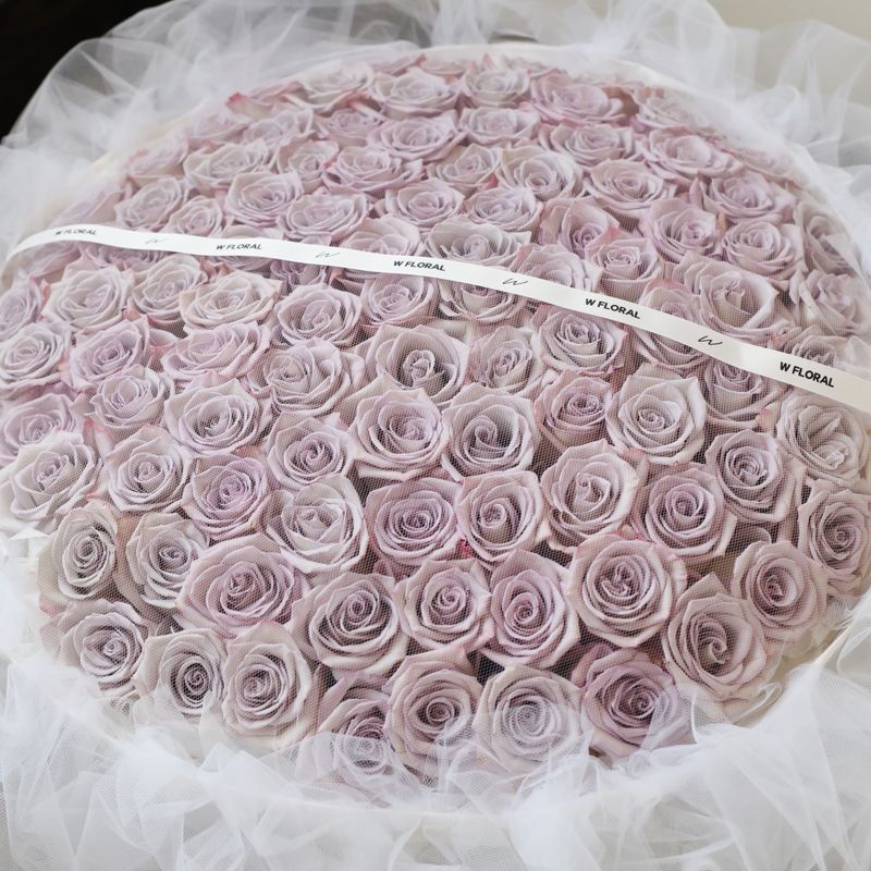 White Chiffon Lavender Roses