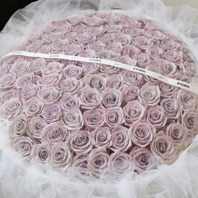 White Chiffon Lavender Roses