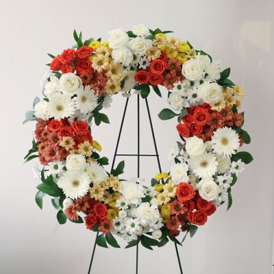 Solemn Gold Funeral Wreath