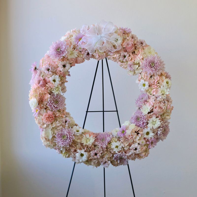 Gentle Pink Shades Funeral Wreath