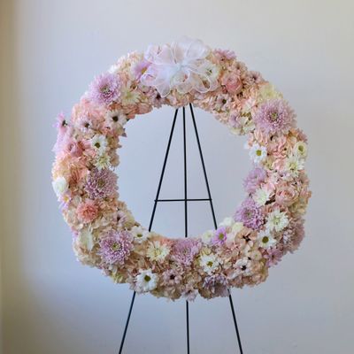 Gentle Pink Shades Funeral Wreath