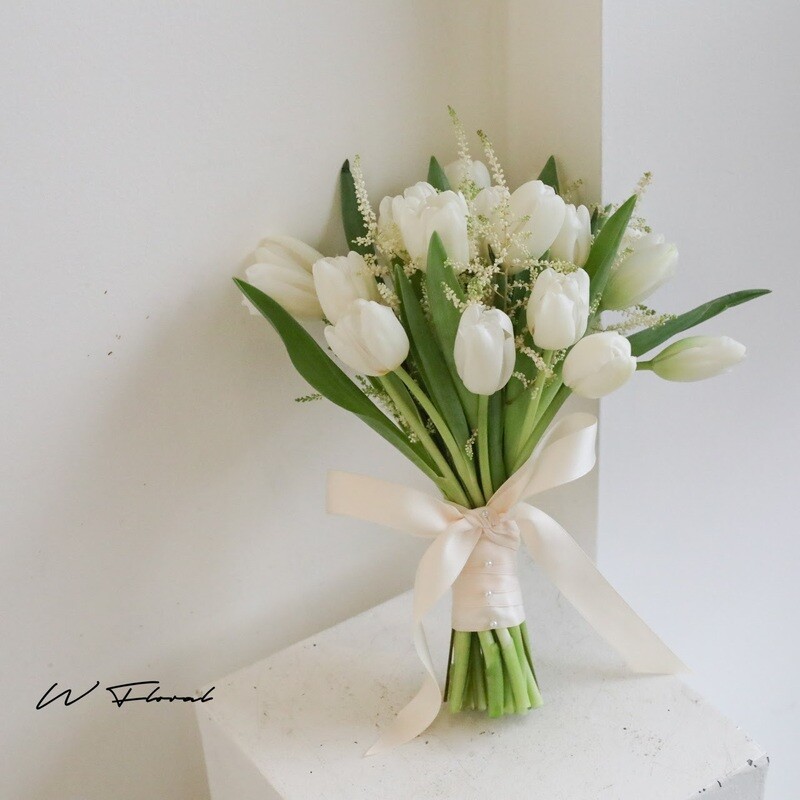 Bridal Bouquet - Classic White Tulip Bridal Bouquet