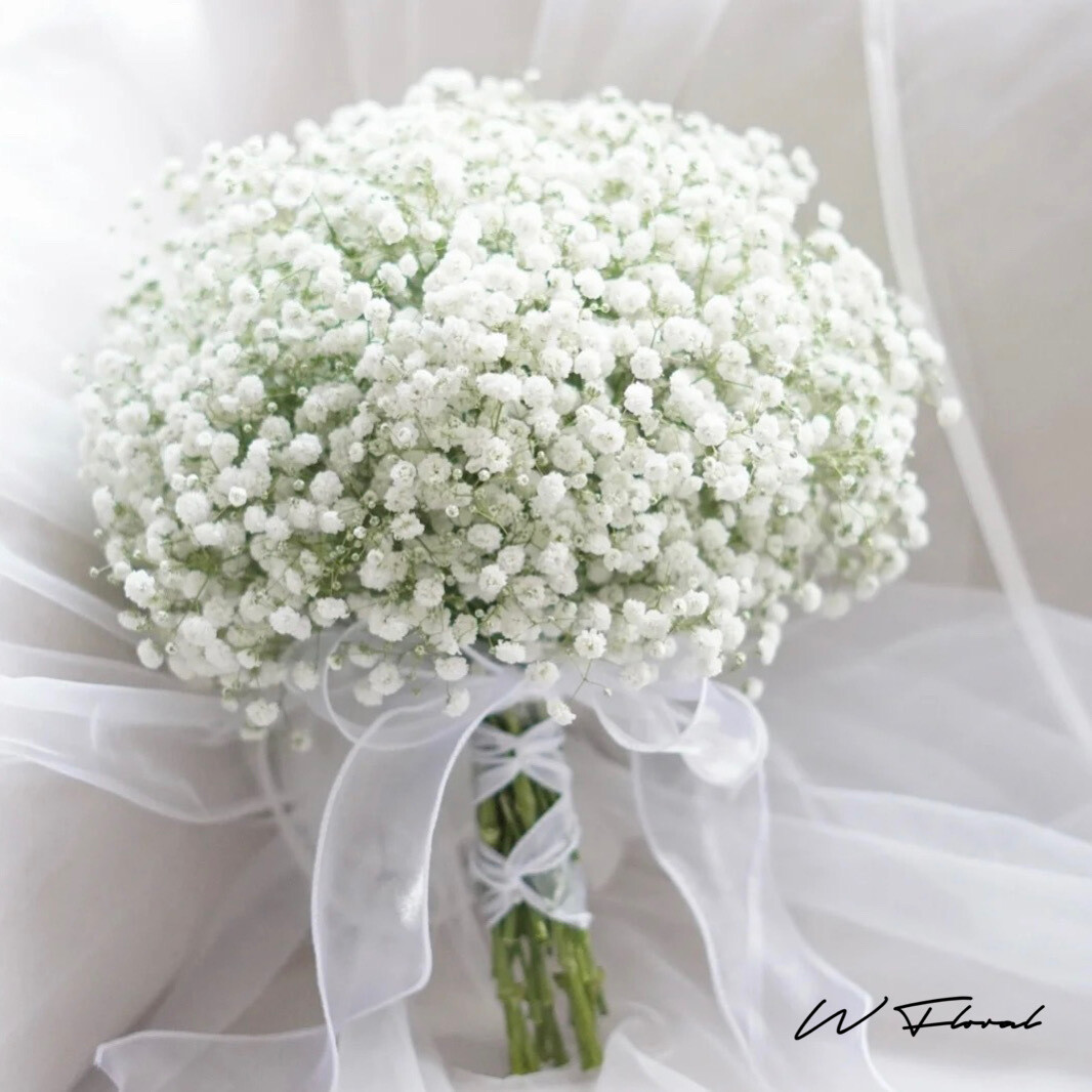 Baby’s breath bridal bouquet by W Floral Studio