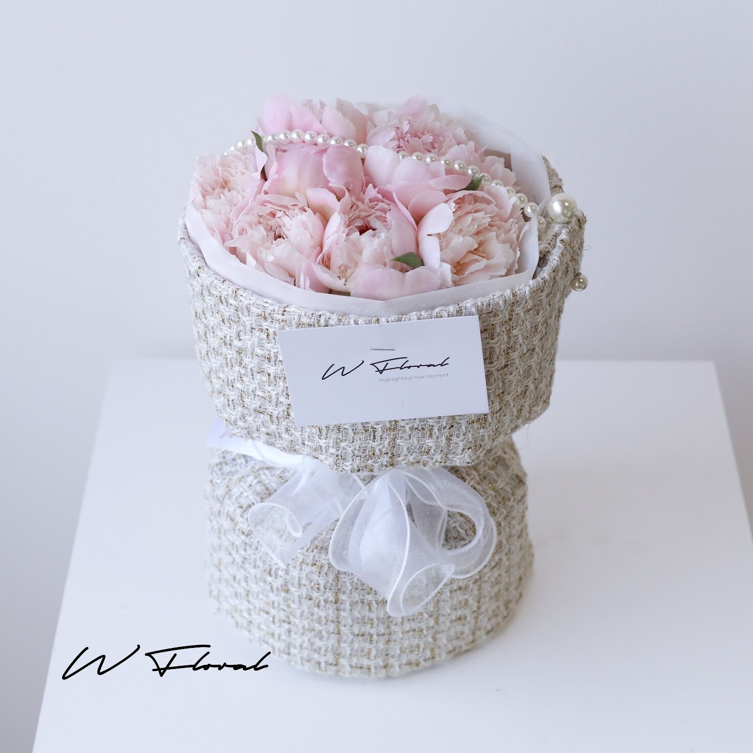 Tweed &amp; Pearl  Pink Peony Peonies Spoil  Bouquet