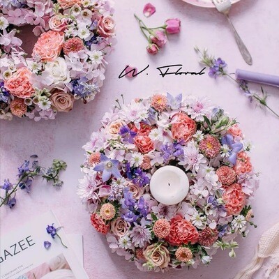 Fresh flower candle ring workshop at W Floral Studio Richmond Hill