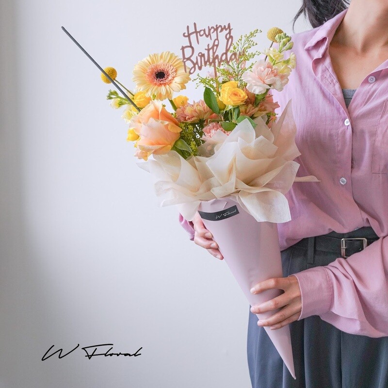 Birthday cone bouquet by W Floral Studio
