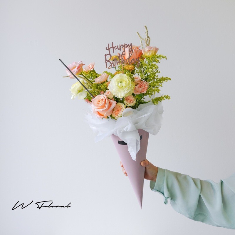 Happy Birthday Sparkle flower bouquet with seasonal blooms