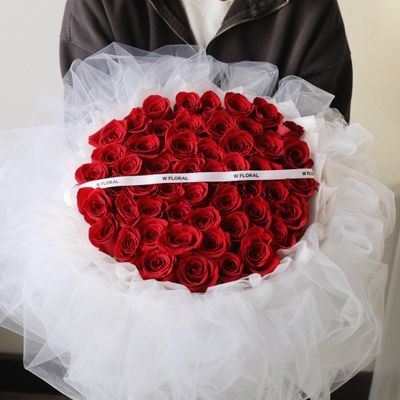 White Chiffon Red Roses