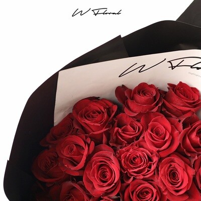 Modern romantic red rose bouquet for anniversary or proposal