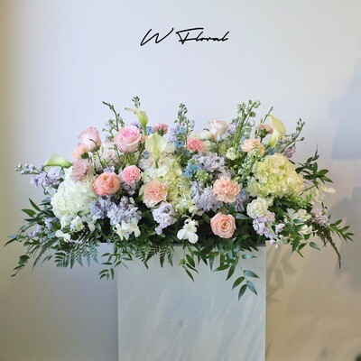 pastel casket spray funeral flowers Toronto GTA