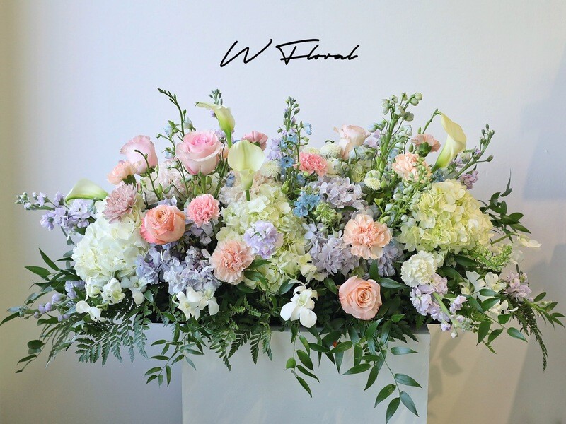 Soft Pastel Funeral Casket Spray