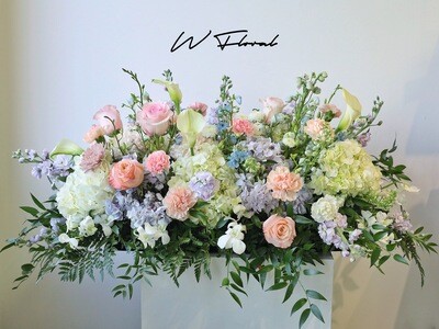 Soft Pastel Funeral Casket Spray