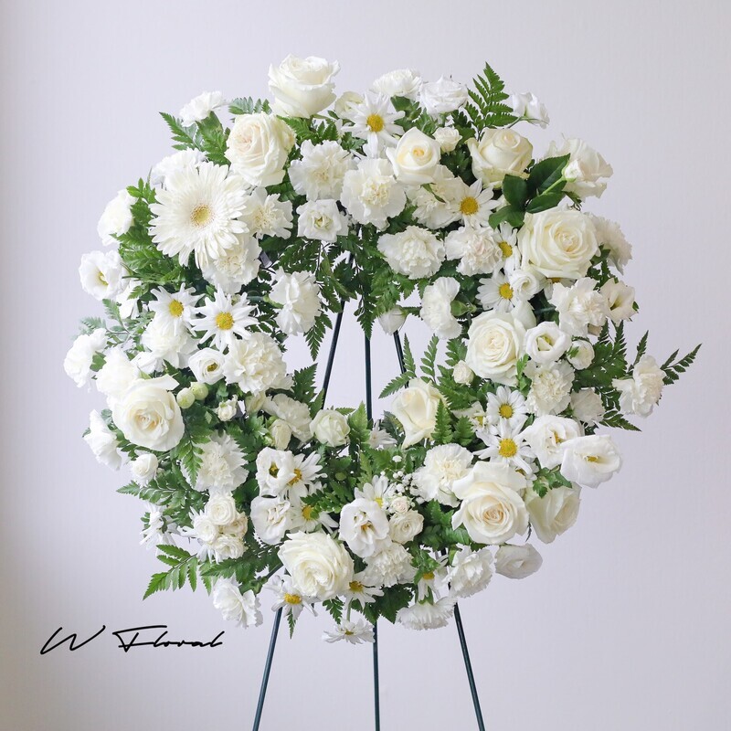premium white funeral wreath Toronto GTA