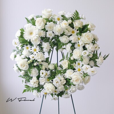 premium white funeral wreath Toronto GTA