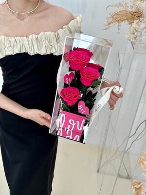 Bold hot pink preserved flower gift for birthdays and celebrations