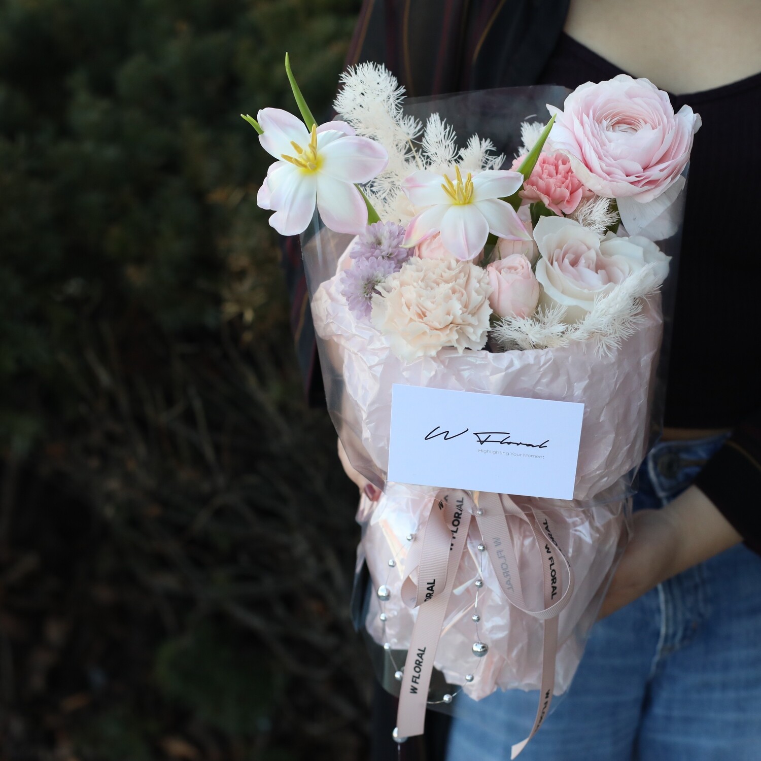 Mini pink mixed bouquet by W Floral Studio