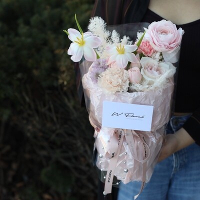 Mini pink mixed bouquet by W Floral Studio