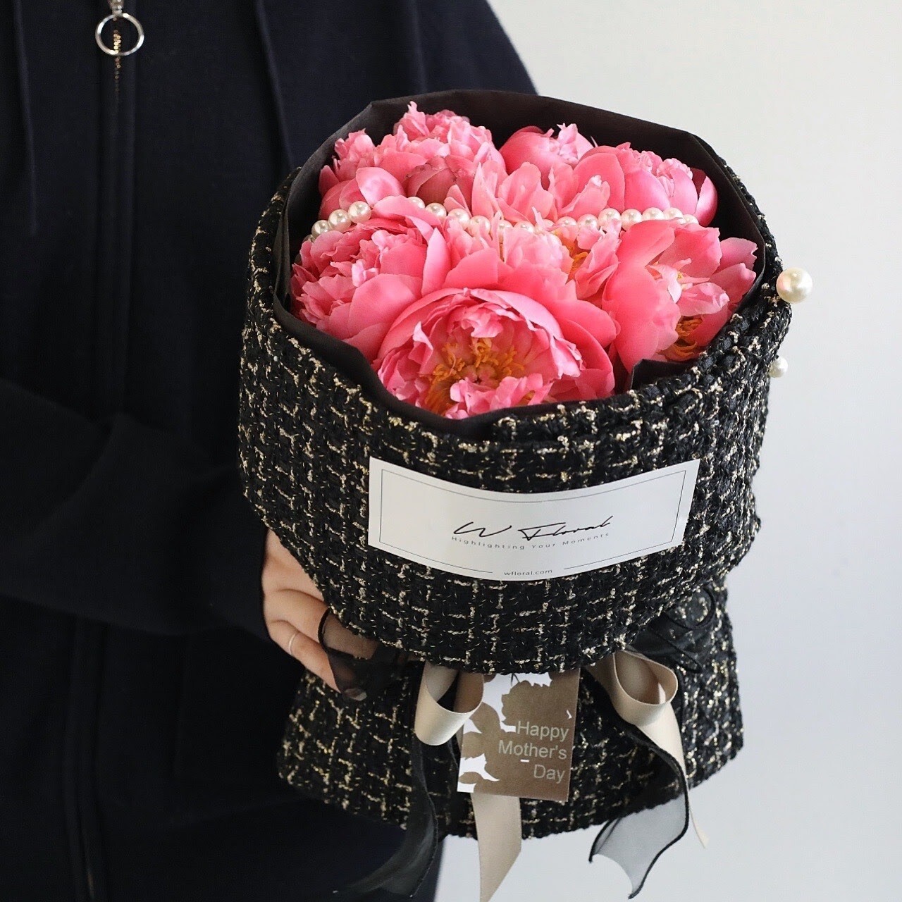 Tweed &amp; Pearl Coral Sunset Peony Peonies Spoil Bouquet