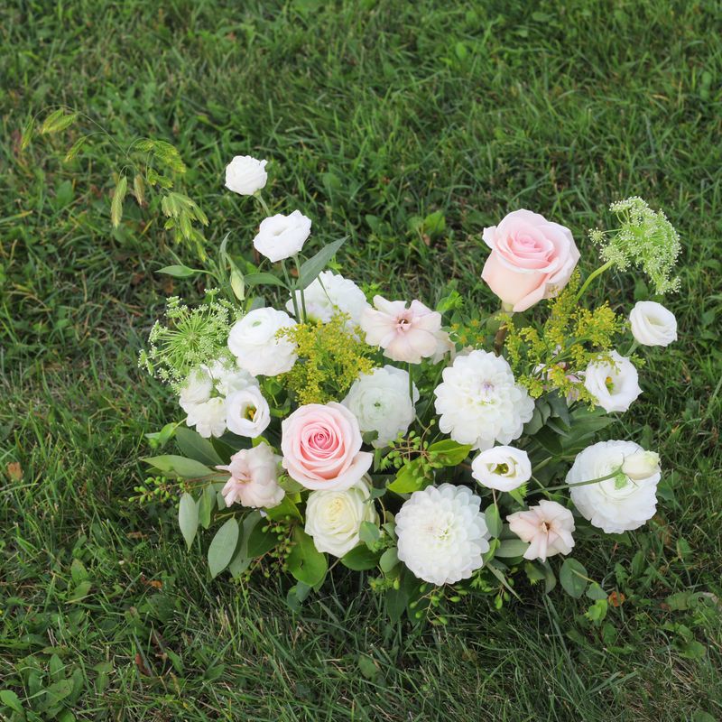 1 feet long wedding floor arrangement with fresh seasonal flowers by W Floral Toronto