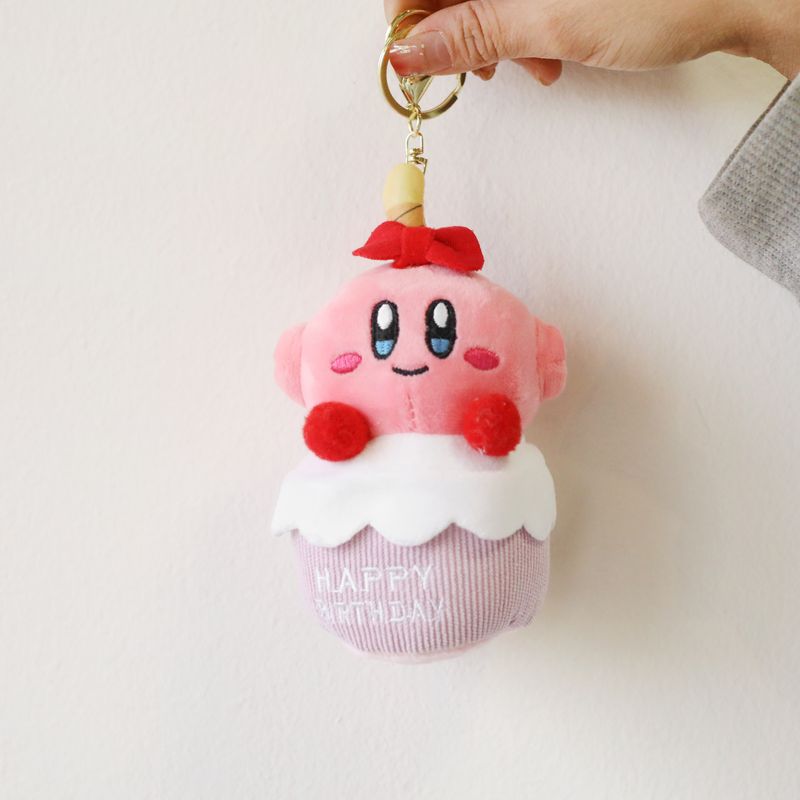 Pink Kirby birthday cake plush keychain gift add-on