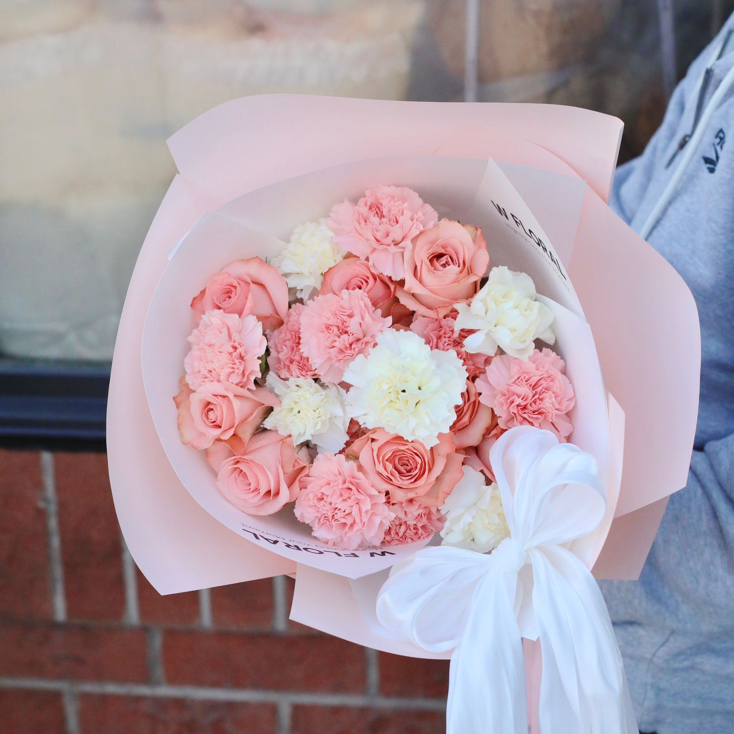 Silk Canele Carnation &amp; Rose Round Bouquet - Mother's Day 2026