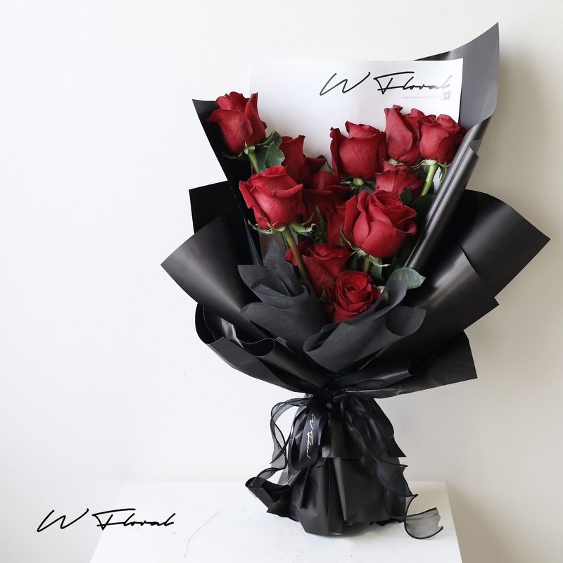 Red rose only bouquet with 11 or 19 roses for Toronto same-day flower delivery