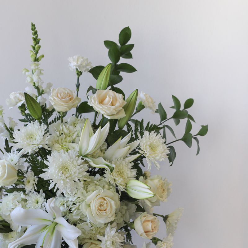 Eternal Grace White Funeral Standing Spray