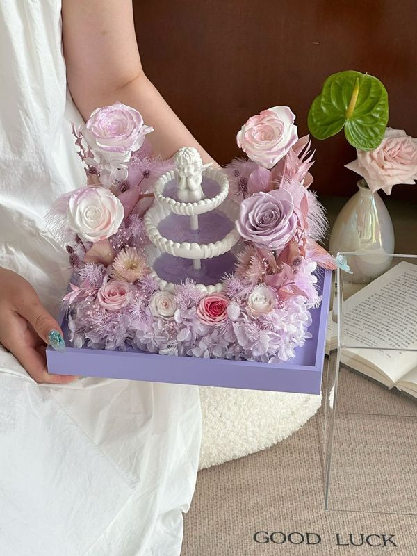 Elegant purple preserved flower gift lasting over a year