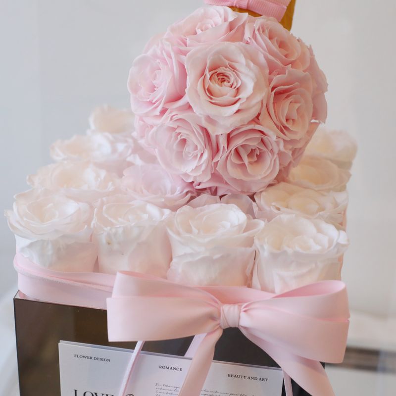 Pink and white everlasting preserved flower arrangement