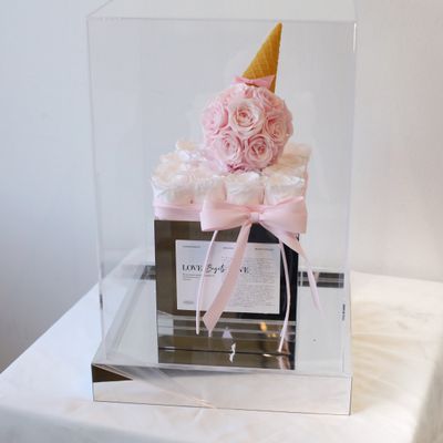 Blush pink and white preserved rose gift arrangement Toronto
